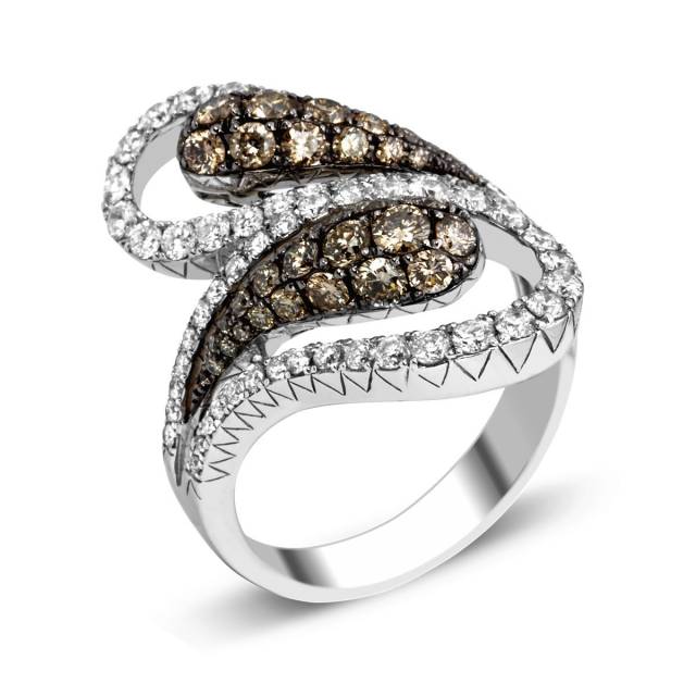 Кольцо с бриллиантами из белого золота (011073)