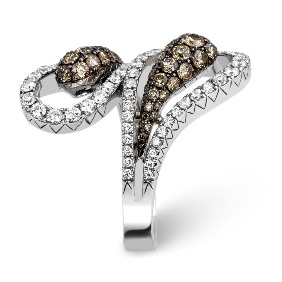 Кольцо с бриллиантами из белого золота (011073)