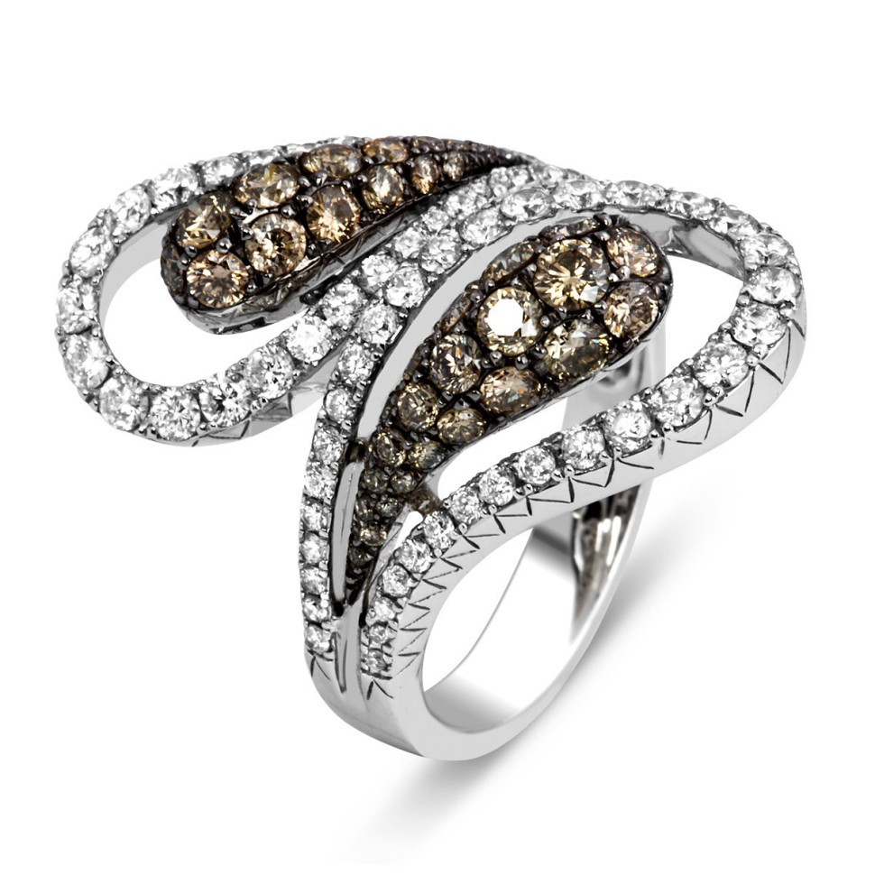 Кольцо с бриллиантами из белого золота (011073)