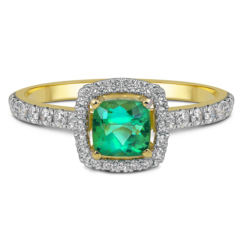 Кольцо из жёлтого золота с бриллиантами и турмалином (057505)