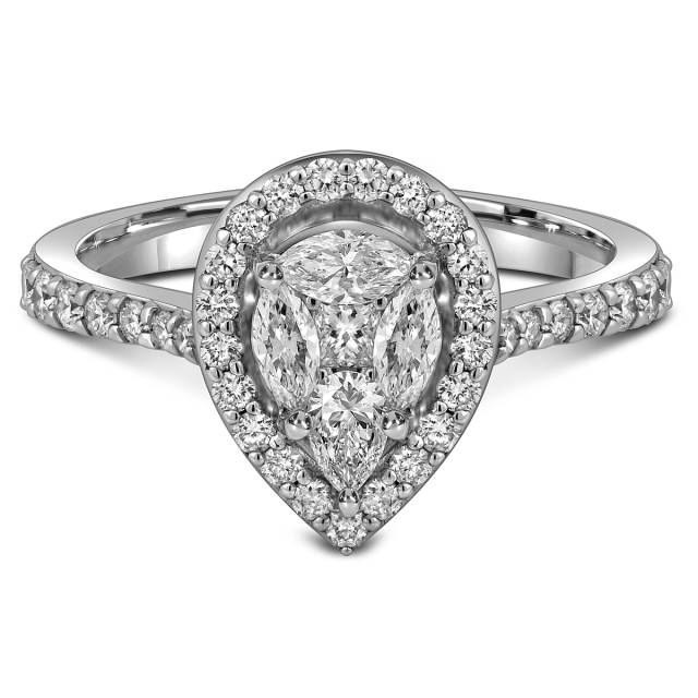 Кольцо из белого золота с бриллиантами (057730)