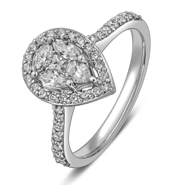 Кольцо из белого золота с бриллиантами (057730)