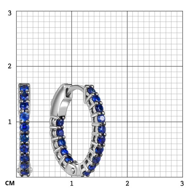 Серьги конго из белого золота с сапфирами (060142)