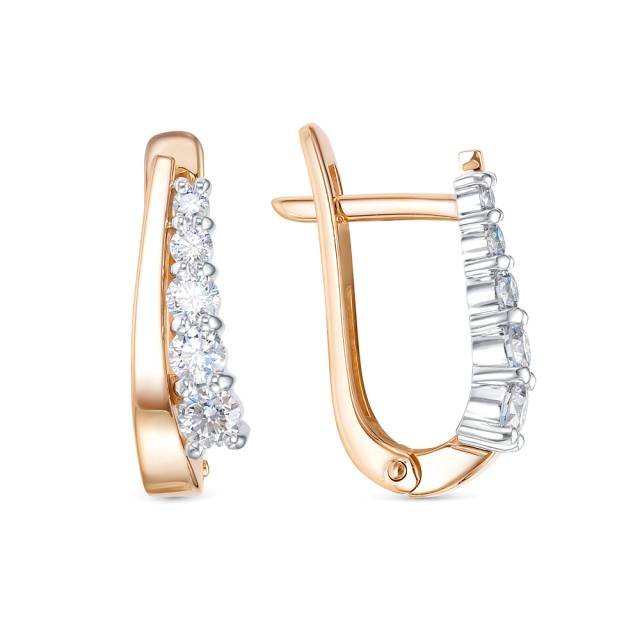 Серьги из комбинированного золота с бриллиантами (053035)