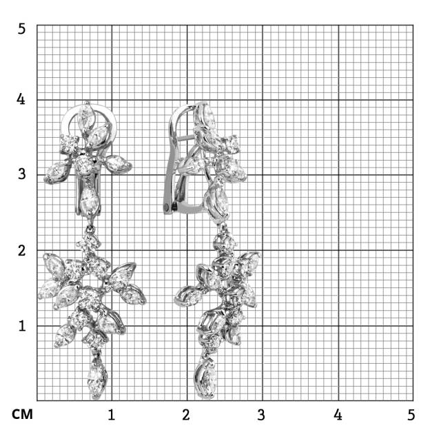 Серьги с бриллиантами из белого золота (005297)