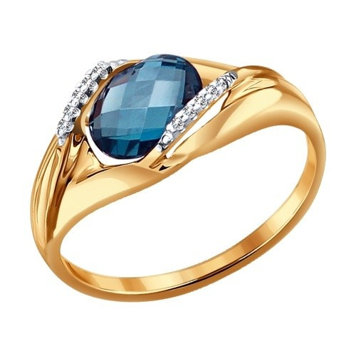 Кольцо из красного золота с топазом и фианитами (027856)