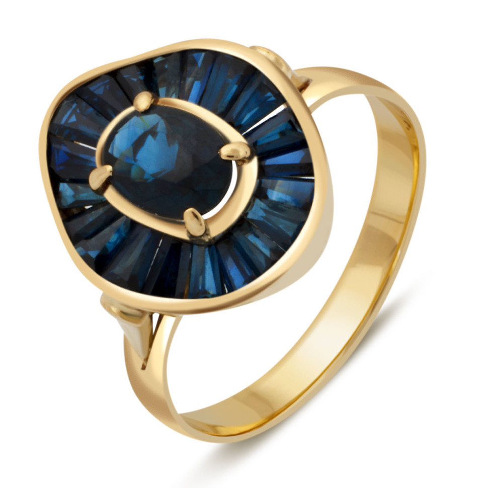 Кольцо из жёлтого золота с сапфирами (038622)