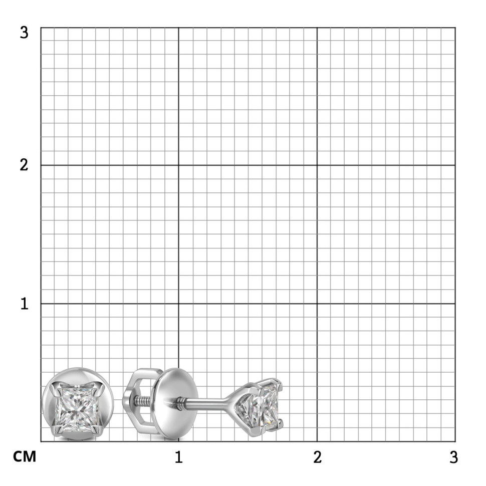 Серьги пусеты из белого золота с бриллиантами (055662)