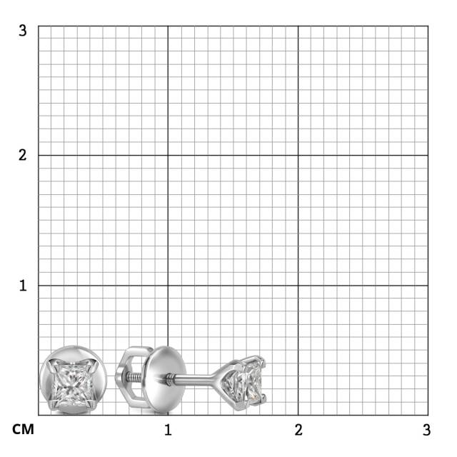 Серьги пусеты из белого золота с бриллиантами (055662)