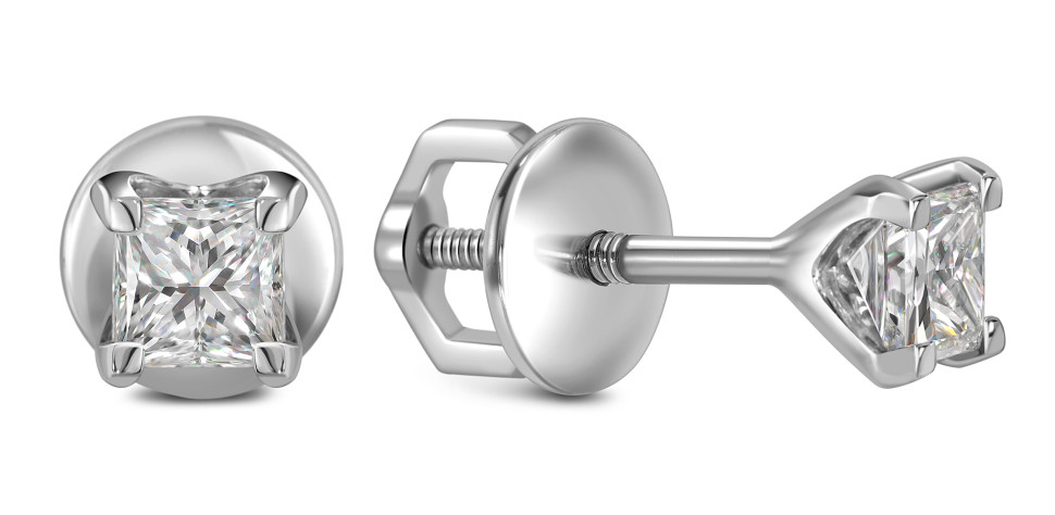 Серьги пусеты из белого золота с бриллиантами (055662)