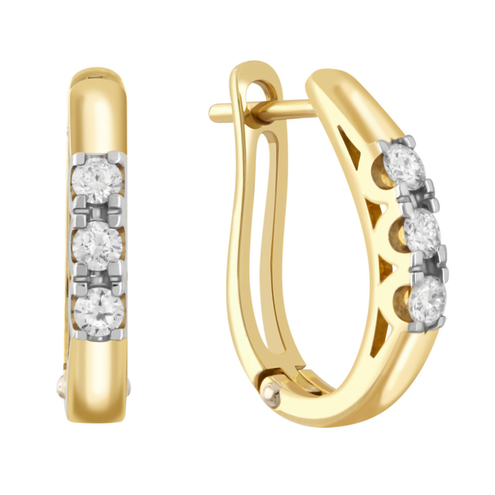 Серьги из жёлтого золота с бриллиантами (025773)