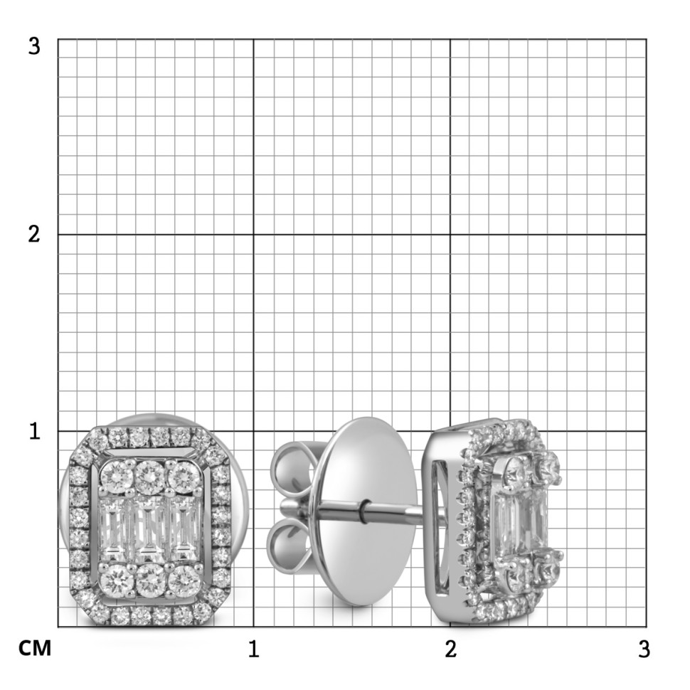 Серьги пусеты из белого золота с бриллиантами (054312)