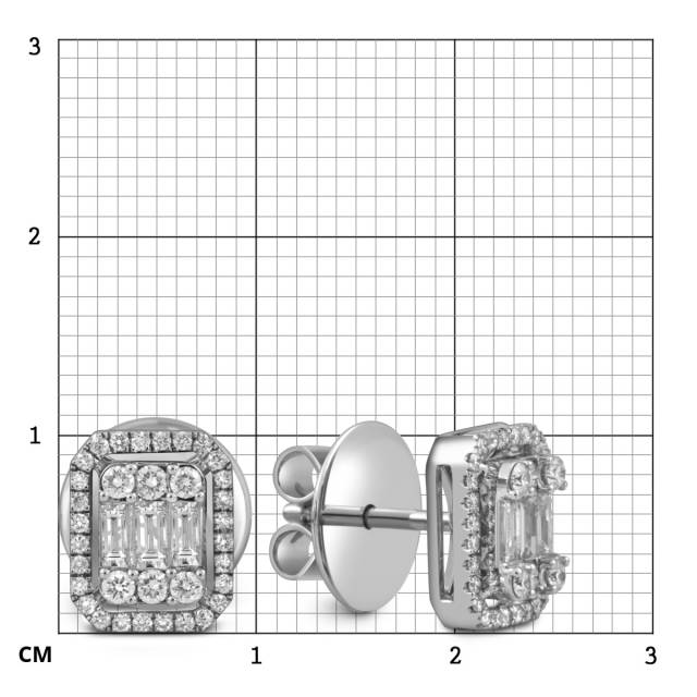 Серьги пусеты из белого золота с бриллиантами (054312)