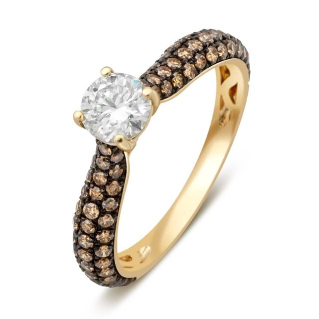 Помолвочное кольцо из жёлтого золота с бриллиантами (028805)