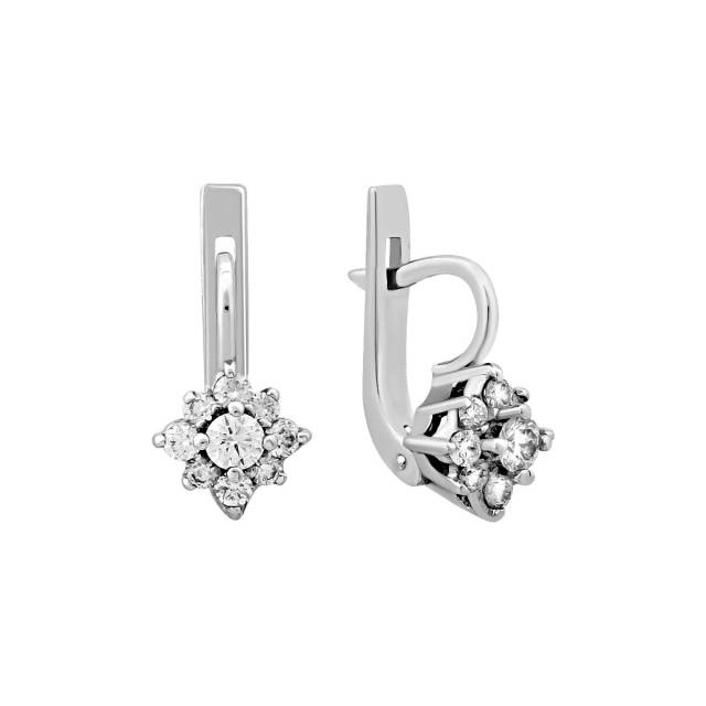 Серьги из белого золота с бриллиантами (028363)