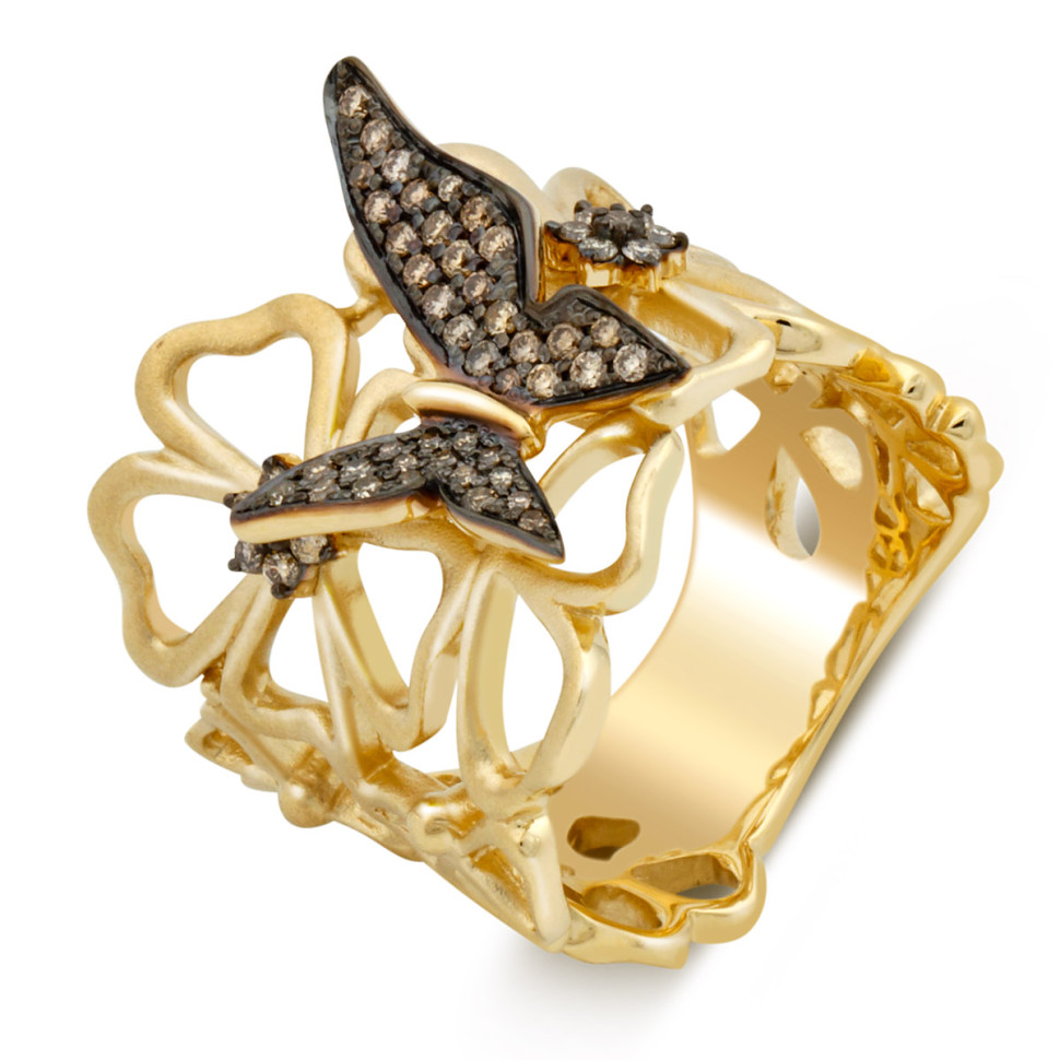 Кольцо из жёлтого золота с бриллиантами (037438)