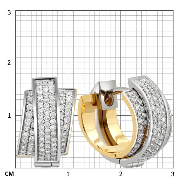 Серьги из комбинированного золота с бриллиантами (032637)