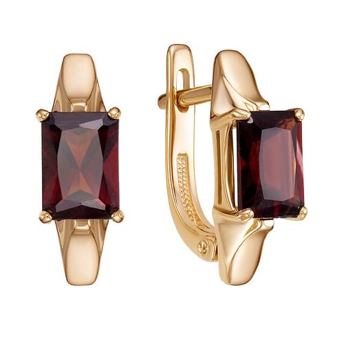 Серьги из красного золота с гранатами (041569)