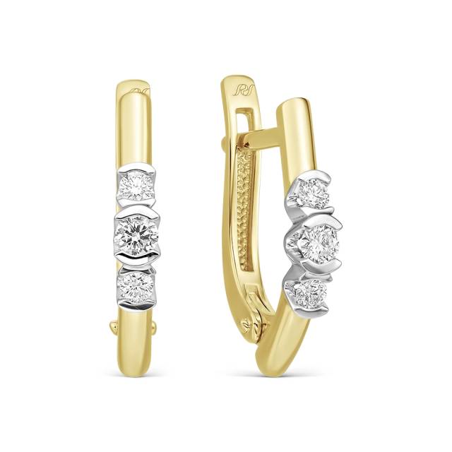 Серьги  из жёлого золота с бриллиантами (061348)