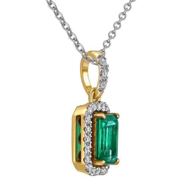 Кулон из жёлтого золота с бриллиантами и изумрудом (059789)