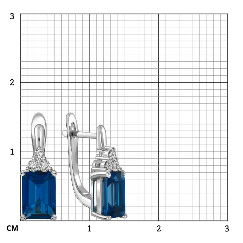 Серьги из белого золота с бриллиантами и сапфирами (060313)