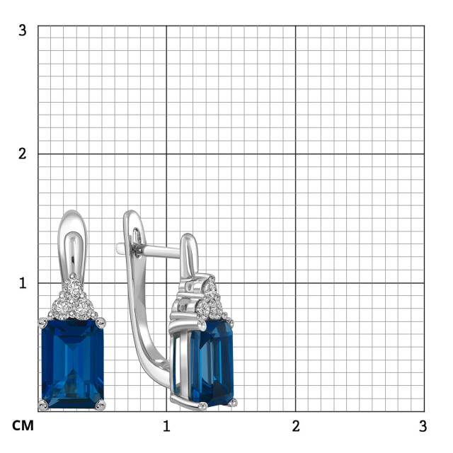 Серьги из белого золота с бриллиантами и сапфирами (060313)