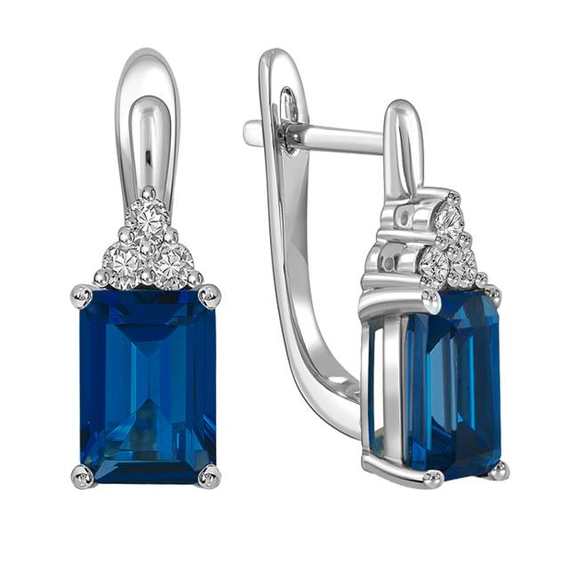 Серьги из белого золота с бриллиантами и сапфирами (060313)