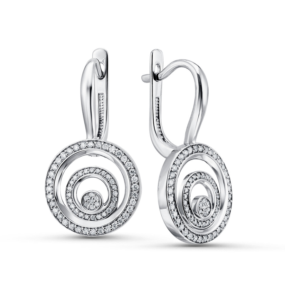 Серьги из белого золота с бриллиантами (056120)