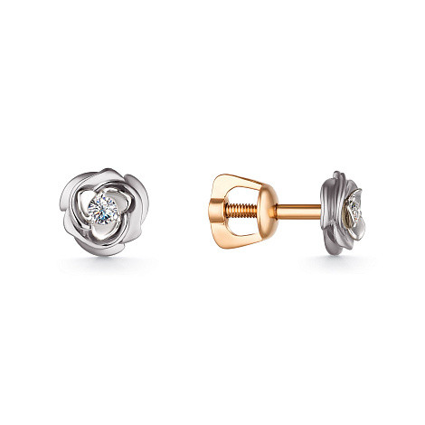 Серьги из комбинированного золота с бриллиантами (032438)