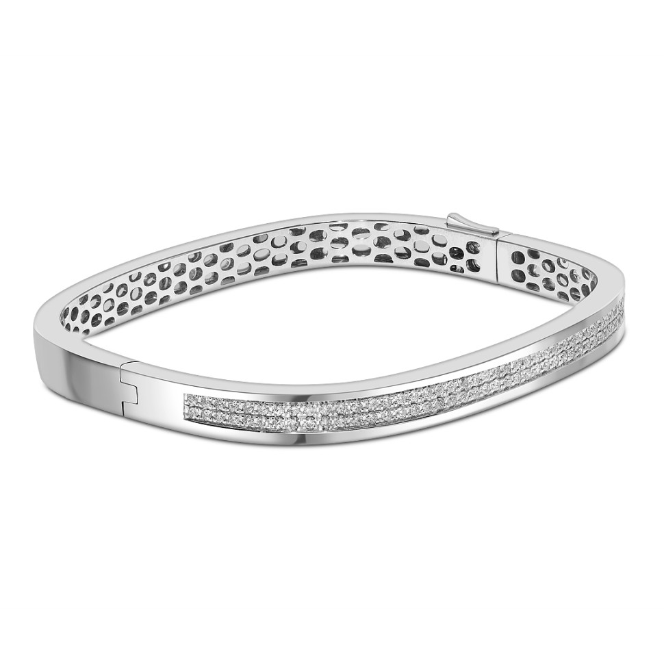 Браслет жёсткий из белого золота с бриллиантами (039687)