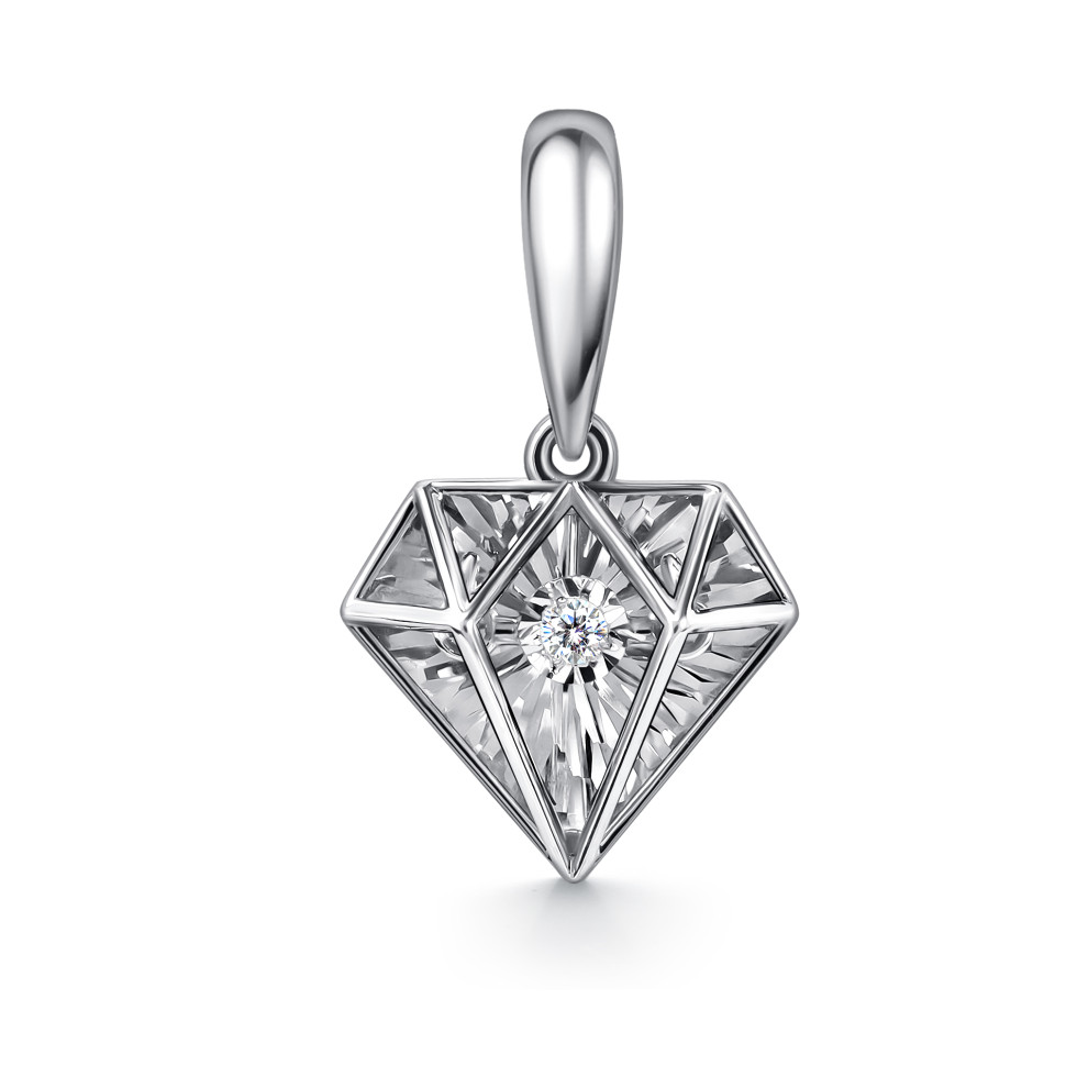 Кулон из белого золота с бриллиантом (063044)