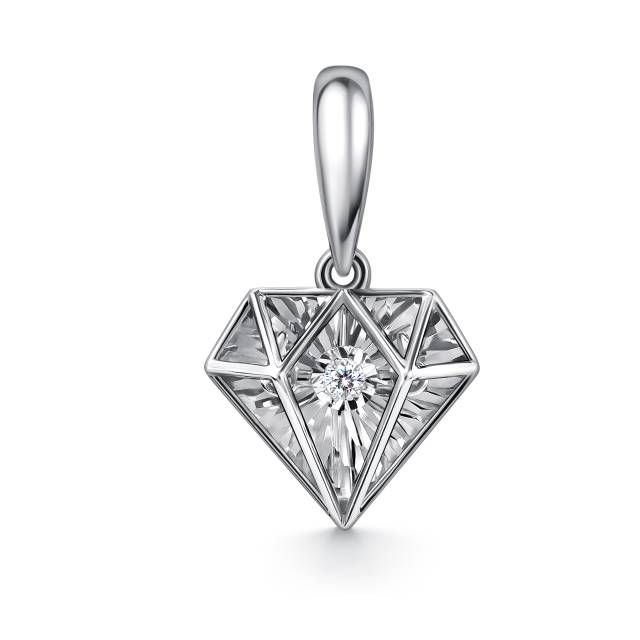 Кулон из белого золота с бриллиантом (063044)