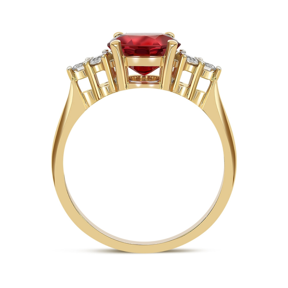 Кольцо из жёлтого золота с бриллиантами и рубином (062995)