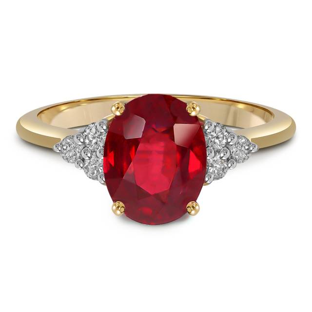 Кольцо из жёлтого золота с бриллиантами и рубином (062995)