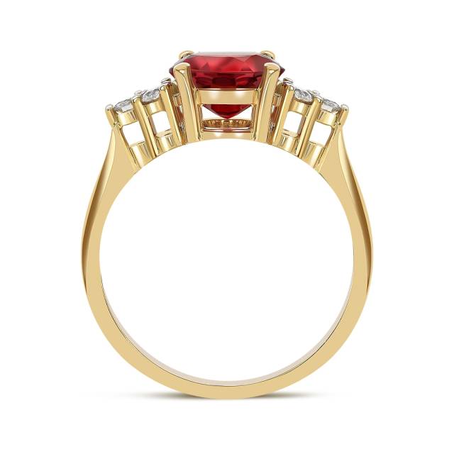 Кольцо из жёлтого золота с бриллиантами и рубином (062995)