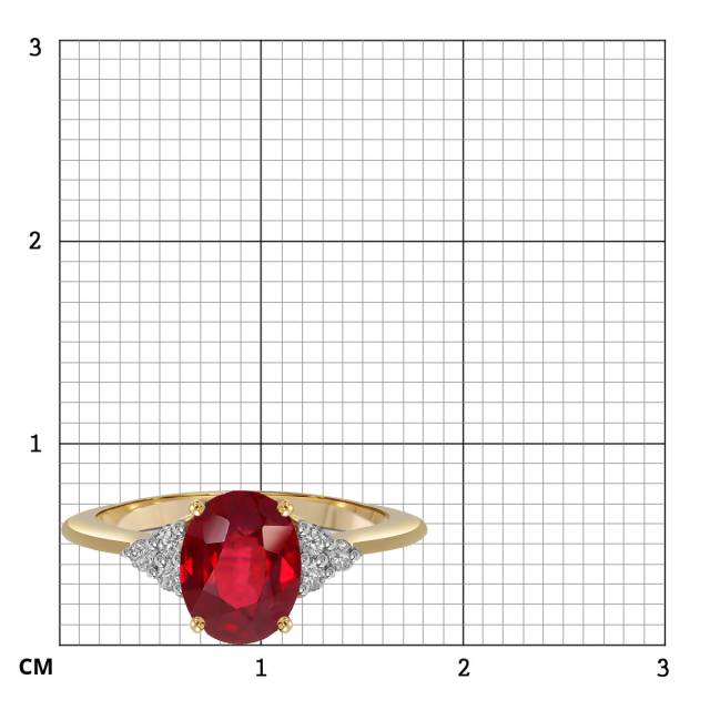 Кольцо из жёлтого золота с бриллиантами и рубином (062995)