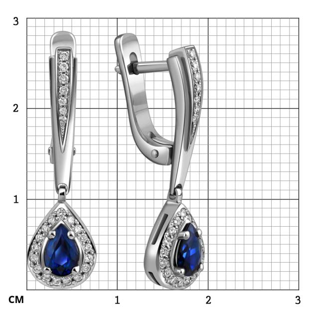 Серьги из белого золота с бриллиантами и сапфирами (025825)