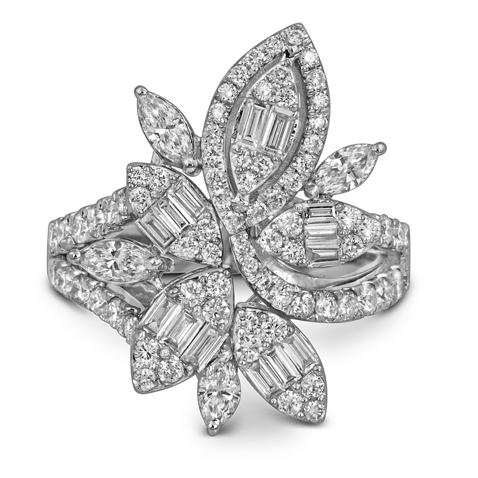 Кольцо из белого золота с бриллиантами (054309)