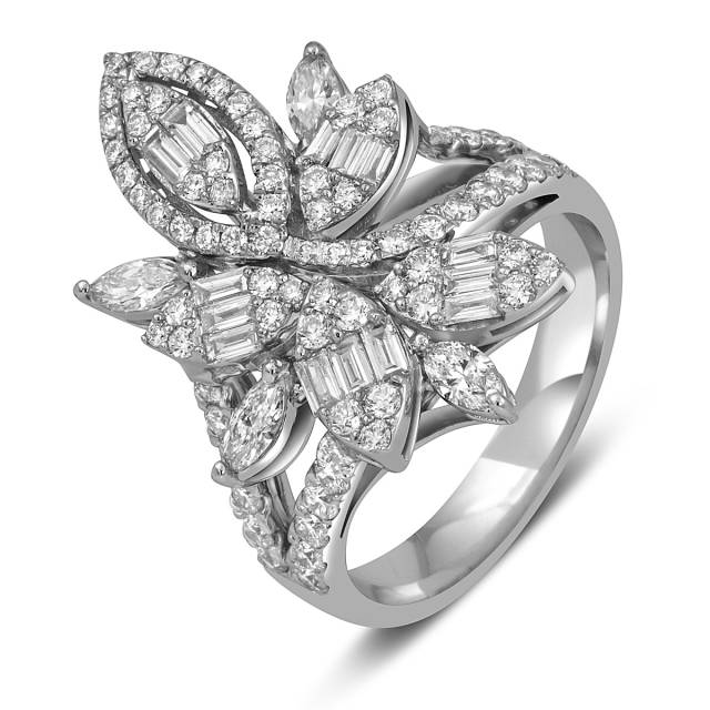 Кольцо из белого золота с бриллиантами (054309)