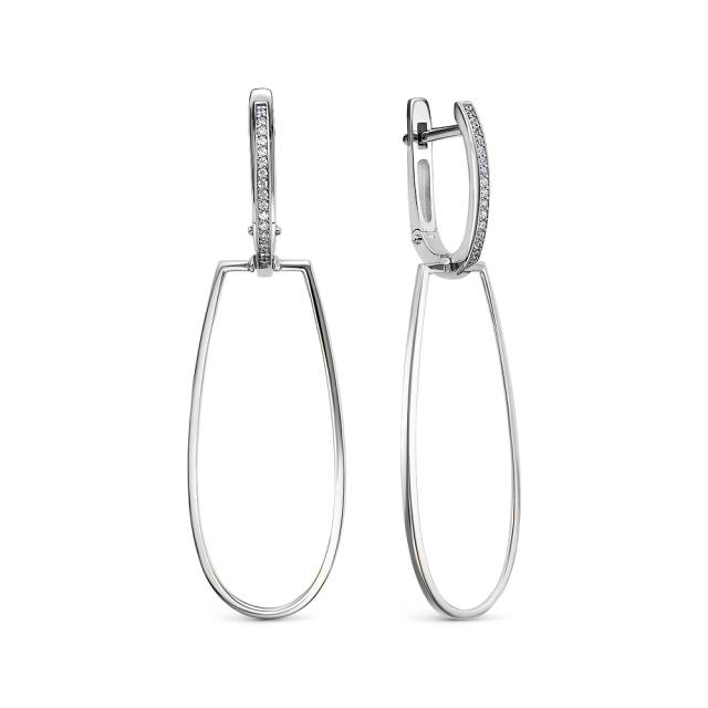 Серьги из белого золота с бриллиантами (048401)