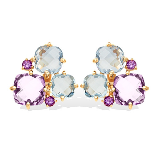 Серьги из красного золота с  аметистами и топазами (041513)