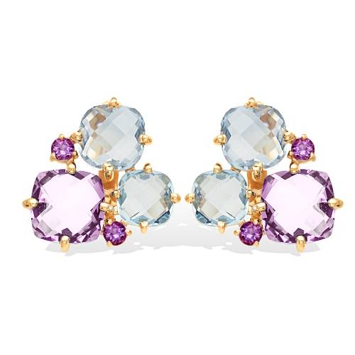 Серьги из красного золота с  аметистами и топазами (041513)