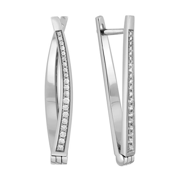 Серьги из белого золота с бриллиантами (036123)