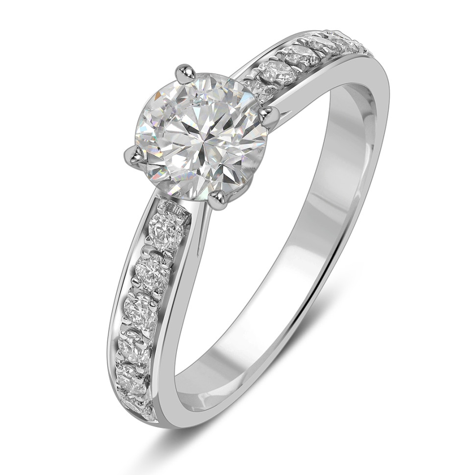 Помолвочное кольцо из белого золота с бриллиантами (049658)