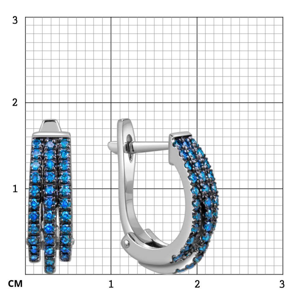 Серьги из белого золота с голубыми бриллиантами (060305)