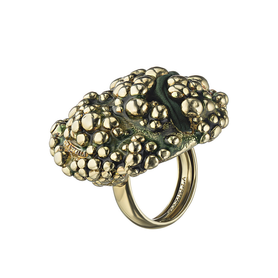 Кольцо из серебра с эмалью и шёлком 