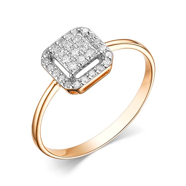 Кольцо из красного золота с бриллиантами  (060575)