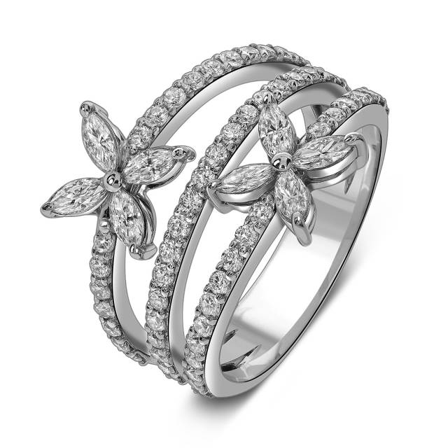 Кольцо из белого золота с бриллиантами (059110)