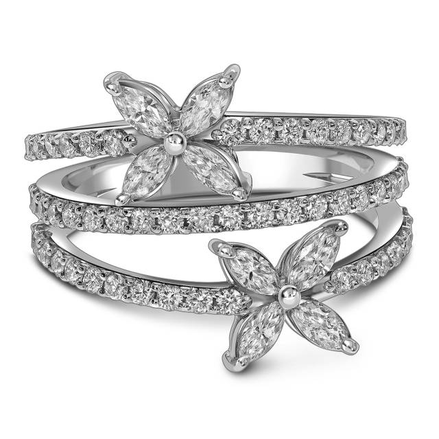 Кольцо из белого золота с бриллиантами (059110)