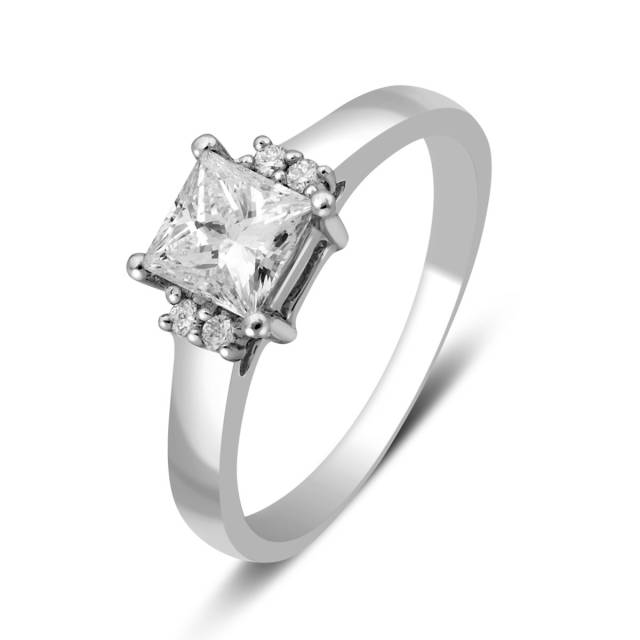 Помолвочное кольцо из белого золота с бриллиантами (028077)